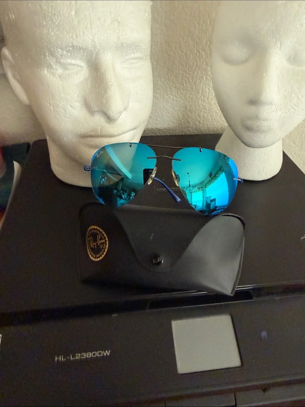 Ray-Ban Aviator Sunglasses rb8058 with Blue Mirror Lenses and Silver Frame